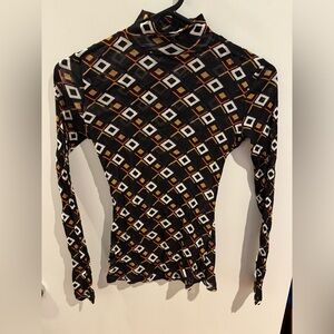 DVF - mesh top is square stripes black size xxs